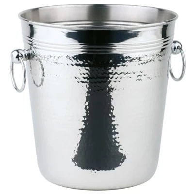 Imagen de Enfriador de vino/champán APS &quot;HAMMERSCHLAG&quot; botellas acero inoxidable altamente pulido con asas anillo macizo y borde enrollado dimensiones: 21 x cm, altura: 21,5 volumen: 4 l