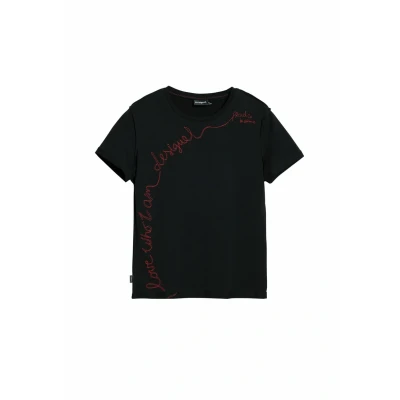 Imagen de Desigual WITH Embroidered Phrase Camiseta estampada, Mujer, Talla: Large, Black