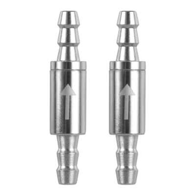 Imagen de DONGKER 2 válvulas de retención unidireccionales CO2, válvula antirretorno acero inoxidable CO2 para línea 4/6 mm tubo acuario sistema