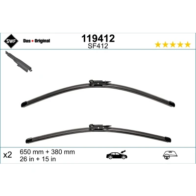 Imagen de Limpiaparabrisas Swf Visioflex 119412 delante Sin marco FIAT: Linea, Grande Punto Hatchback, III Hatchback