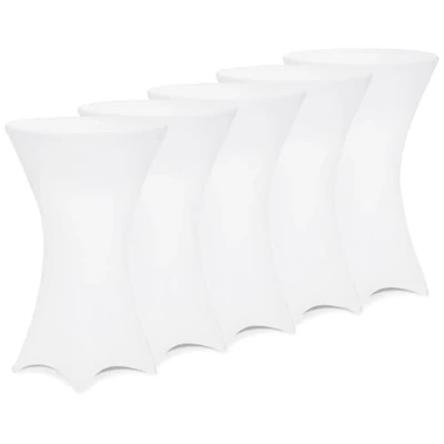 Imagen de Deuba 5 x Manteles elásticos para Mesa de pie Alta 70cm Lavable fácil Cuidado Blanco Eventos matrimonios