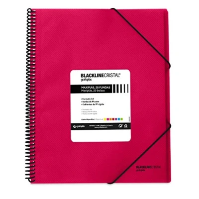 Imagen de Grafoplás 39832254 Carpeta Fundas A4, Polipropileno, Color Fucsia, 20 Resistentes, Maxiplás Blackline Cristal