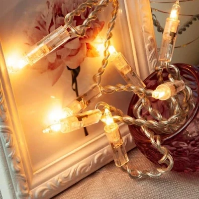 Imagen de Hellum luces de hadas para interiores, 20 luz cálida, iluminado, longitud 1,35m, cable transparente + interruptor y enchufe la Navidad 832068