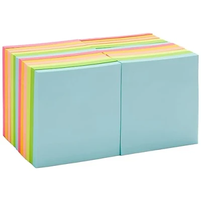 Imagen de Amazon Basics Blocs de notas adhesivas, 24 Unidad, Cuadrada, Colores surtidos, 7.6 x cm