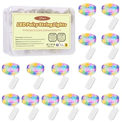 Imagen de Forepin Cadena de Luces LED [15 Pezzi], 2 m 20 LEDs luminoso Cobre Línea Impermeables, Utilizadas para Navidad, Bodas, Cumpleaños, Frascos, Decoraciones