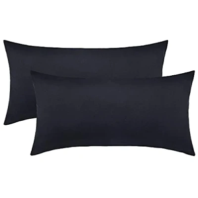 Imagen de NatureMark Fundas de Almohada Jersey, Paquete 2 Unidades, para Almohadas Dormir Lado y Cuello, Muchos tamaños Colores (40x 80 cm, Apta Negro)