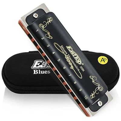 Imagen de East Top Harmonica Key de 10 agujeros 20 tonos 008K Blues armónica diatónica con estuche negro, primera clase para adultos, jugadores profesionales y estudiantes