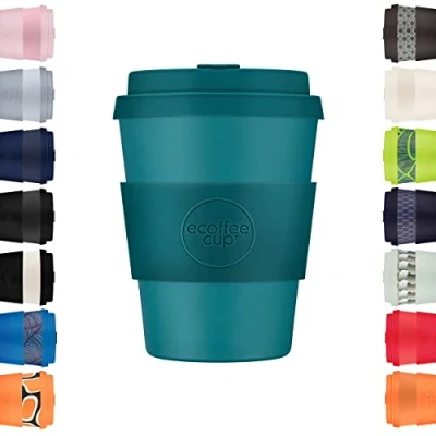Imagen de 12oz 350ml Ecoffee Cup Reutilizable Eco Friendly 100% Plant Based Coffee with Silicone Lid &amp; Sleeve Melamine Free Travel Mug, Bay Of Fires