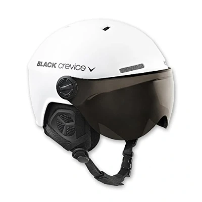 Imagen de BLACK CREVICE Casco de esquí Gstaad I con Visera en Estilo piloto para Hombres y Mujeres ski policarbonato (58 61 cm), Blanco