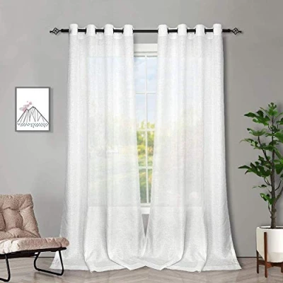 Imagen de Melodieux Cortinas Visillos Blancas para Salón Translúcidas Dormitorio 2 Piezas, 140x183cm