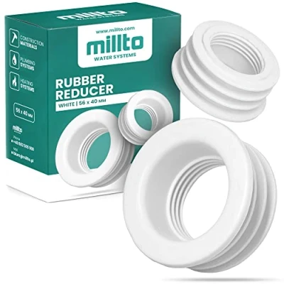 Imagen de Millto™ tubo reductor de goma Push Fit, drenaje, manguito goma, adaptador junta 3 bar, diámetro 56 x 40 mm, color blanco