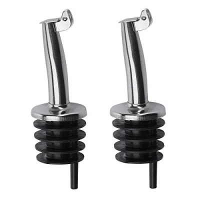Imagen de Westmark 2 Boquillas de botella para servir bebidas espirituosas/aceite/vinagre, con tapa, tubo aire, Metal, acero inoxidable, Corchos plástico, Inox Gastro, Plateado, 46822280