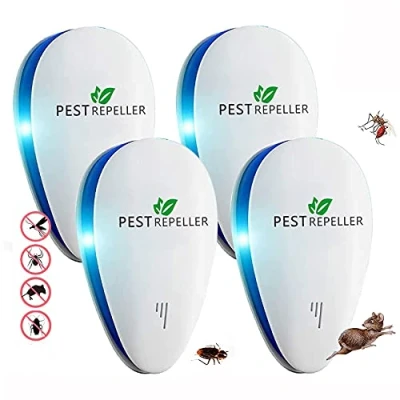Imagen de Repelente ultrasónicode Plagas, ultrasónico de Mosquitos y Control electrónico, Anti Ratones, Moscas, cucarachas, arañas, Hormigas, inofensivo para Mascotas Humanos (4 Pack)