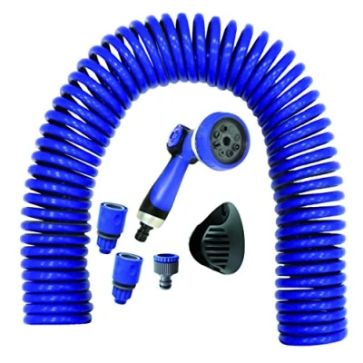 Imagen de S&amp;M 590030 Manguera helicoidal Azul EVA 15 Metros con Pistola 8 Funciones y Soporte de