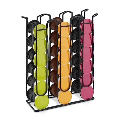 Imagen de Relaxdays Portacápsulas Compatible con Dolce Gusto, 36 Cápsulas, Soporte Monodosis Café Metal, 5cm, Plateado, Hierro, 32,5x26,5x9,5 cm