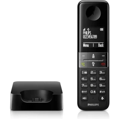 Imagen de Philips D4701B, Teléfono inalámbrico, Pantalla de 4,6 cm, Plug and Play, Diseño Aerodinámico
