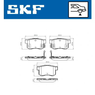 Imagen de SKF VKBP 90451 A Juego de pastillas freno con avisador acústico desgaste