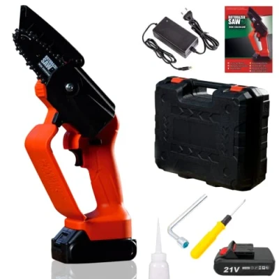 Imagen de ROTOZAZER Mini Motosierra Profesional a batería ChainSaw, Protección extrema, Eléctrica Portátil Inalámbrica, Corta Madera, ramas, ideal poda árboles, Certificado Directiva 2006/42/CE