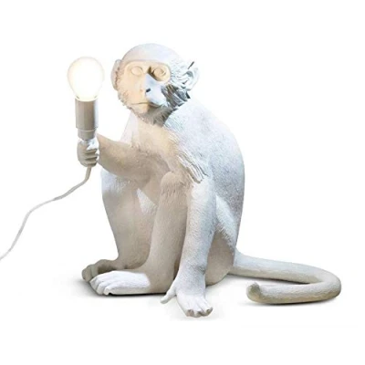 Imagen de &#039;SELETTI 14882 Monkey Lamp sentado Mono 34 x 30 cm altura 32 cm, resina, color blanco, 40,4 37 33,6