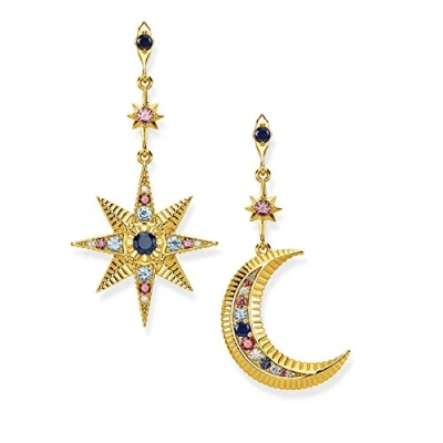 Imagen de Thomas Sabo Pendientes de mujer en forma estrella y luna, plata ley 925, chapados oro, H2025 959 7