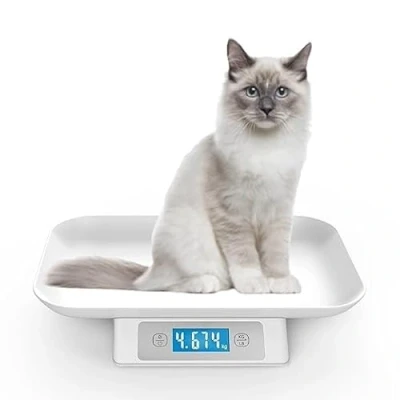 Imagen de MINDPET MED Báscula Digital para Animales pequeños, precisión 1 g, Rango de medición 15 kg/33 LB, Unidad g/LB/oz/TL/ml, Adecuada Gatitos, Cachorros (Gris)