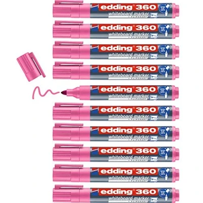 Imagen de edding 360 marcador para pizarras blancas rosa 10 rotuladores punta redonda 1,5 3 mm rotulador pizarra blanca, borrado en seco flipchart, tablón de notas