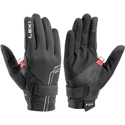 Imagen de LEKI Nordic Move Shark Guante nórdico elástico Resistente, Talla 7, Color Negro y Blanco