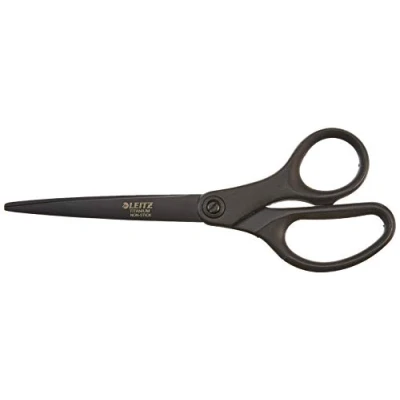 Imagen de Leitz 54196095 Tijeras de titanio, Revestimiento antiadherente, Para diestros y zurdos, Mango ergonómico, Largo 18 cm, Negro