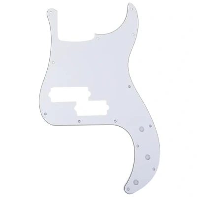 Imagen de Musiclily Pro 5 Cuerdas 13 Agujeros Estilo Contemporáneo P Bass Pickguard Golpeador para Bajo Fender Precision Mexican,3 capas Blanco