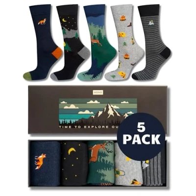 Imagen de soxo Aventura Calcetines Hombre Divertidos Algodon Regalos Colores Regalo Hombres En Una Caja 40 45 Outdoor 5 Pares