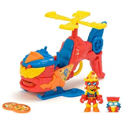 Imagen de SUPERTHINGS Pizzacopter, Helicóptero de con Lanzador Discos Pizza, Incluye 1 Kazoom Kid y SuperThing