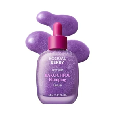 Imagen de EQQUALBERRY Bakuchiol Suero rellenador, minimizador de poros y arrugas, alternativa al retinol para pieles sensibles, mejora la fuerza elasticidad con ceramida, regalos el día madre, 30