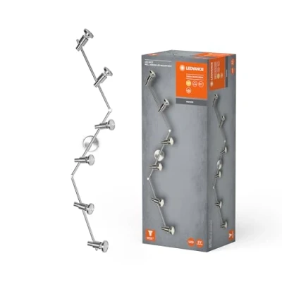 Imagen de LEDVANCE LED Spotlight, 6 flammiger hochwertiger Spotstrahler aus Aluminium, geeignet für Wand und Decke Innen, austauschbare GU10 Leuchtmittel enthalten, Warmweiß (2700K), 3W, SPOT 6x3W