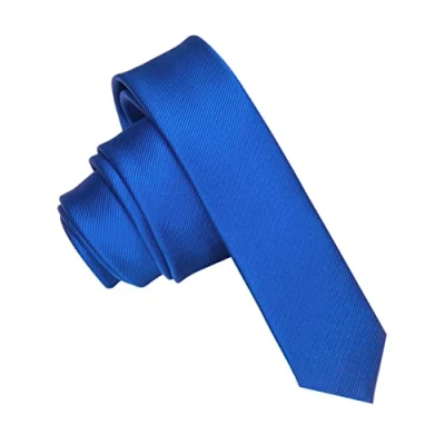 Imagen de JEMYGINS Corbata de Hombre Ajustada Color Sólido a Rayas Diagonales 4 cm Ancho Azul