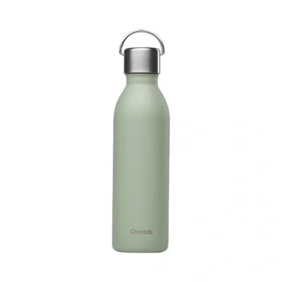 Imagen de Qwetch Botella isotérmica activa verde lima de 600 ml con asa acero inoxidable reciclada 24 horas frías y 12 calientes impermeable, libre BPA compacta