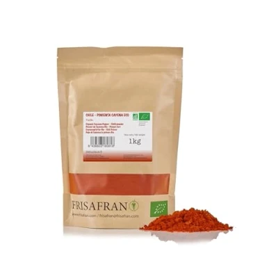 Imagen de FRISAFRAN Pimienta Cayena en polvo 1kg molida Ecológica sin aditivos Estimula el tracto digestivo picante Origen ESPAÑA