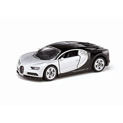 Imagen de siku 1508, Coche deportivo Bugatti Chiron, Vehículo de juguete para niños, Metal/Plástico, Plateado/Negro, Apertura puertas