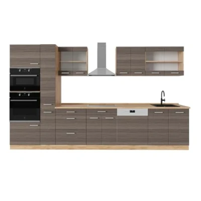 Imagen de Vicco Mueble de cocina &quot;R Line&quot;, Gris noble/roble dorado, 350 cm sin encimera
