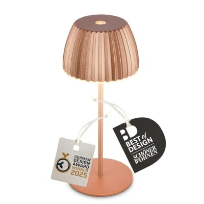 Imagen de Briloner Lámpara de mesa LED recargable Brilo unplugged Riffle, cobre