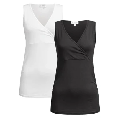 Imagen de Herzmutter Top de Lactancia Materna 2 Pack Camisa para Señoras Camiseta sin Mangas Ropa 6700 (XL, NegroGris)