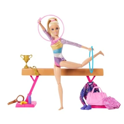 Imagen de Barbie Tú Puedes ser Muñeca Gimnasta Rubia con Set de Juego, Barra Equilibrio y Accesorios Gimnasia, Juguete +3 años (Mattel HRG52)