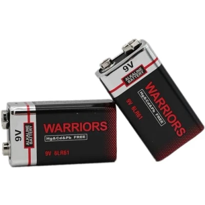 Imagen de Warrios 2X Pila Pilas 9V alcalinas bateria 9v, de Larga duración, potentes, para detectores Humo, Incendios, sensores Alarma 6lr61 6F22 PP3 MN1604 (2X)