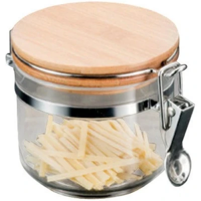 Imagen de METALTEX Bote Cocina Redondo &#039;Aroma Line&#039; 0,40 LT con Tapa DE BAMBÚ, Acero Inoxidable, Negro, l