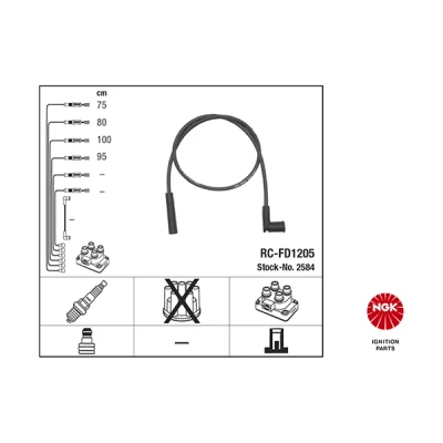 Imagen de NGK 2584 Juego de Cables Encendido 4 FORD: KA Hatchback, Fiesta 4, Mk4