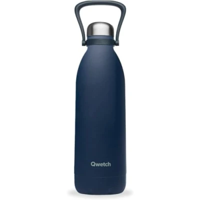Imagen de QWETCH Botella isotérmica Titan Granite Azul 1,5L 48h Frío &amp; 16h Caliente Sin BPA, Impermeable de acero inoxidable con asa transporte