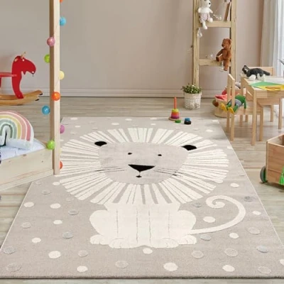 Imagen de the carpet Jungle Kids Alfombra para habitación Infantil, Efecto 3D, Fácil de cuidar, Resistente, León, 160 x 230 cm