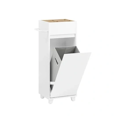 Imagen de SoBuy Mueble Columna de Baño con 1 Compartimento Armario Alto para Estanterías Cesto Ropa Sucia Blanco 35 x 30 90 cm BZR159 W ES