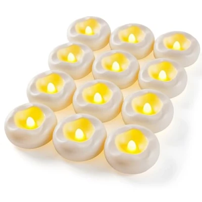 Imagen de Da by velas flotantes LED impermeables sin llama, 12 paquetes, de té agua para jarrones cilíndricos, decoraciones boda, piscinas, al aire libre.