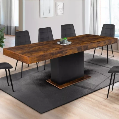 Imagen de IDMarket Mesa de comedor extensible rectangular Eden 6 10 personas, madera, efecto envejecido y negro, 160 200 cm