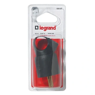 Imagen de Legrand LEG93907 Clavija de enchufe con anilla (2 fases + tierra, 16 A, plástico), color negro